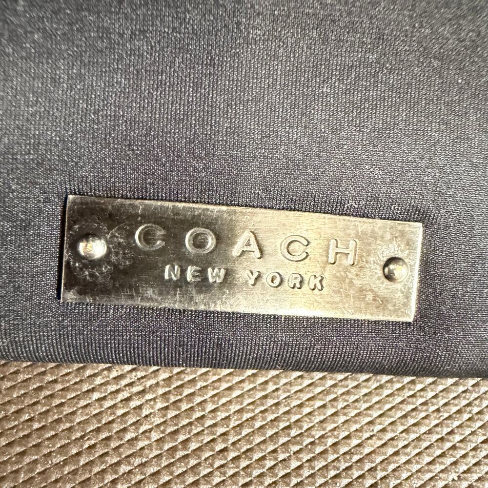 Coach Vintage Neoprene Leather Trim Small Solid Black Purse Pouchette 90s Rare - Picture 2 of 15
